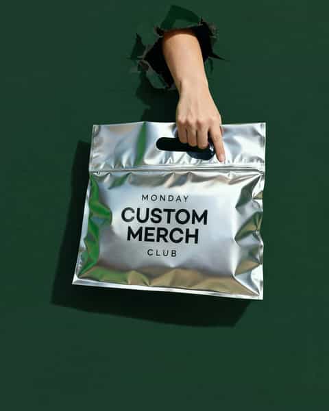 Metallic Zip Handle Tasche