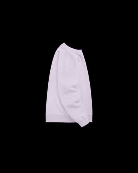 Relaxed Sweatshirt (Lavender) right arm view, with ribbed crew neck, raglan sleeves, and ribbed cuffs.