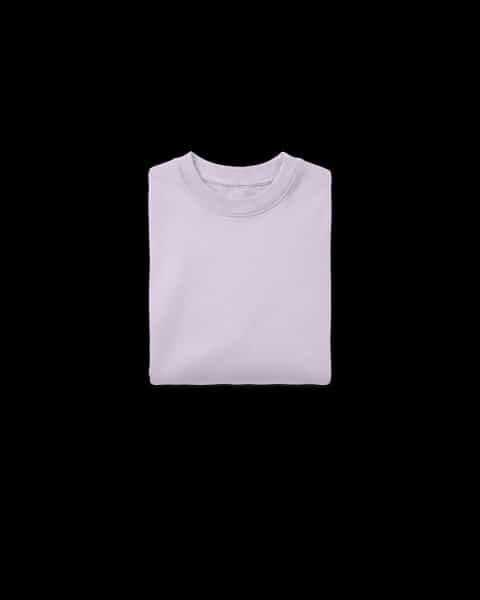 Relaxed Sweatshirt (Lavender) folded, showing the ribbed crew neck.