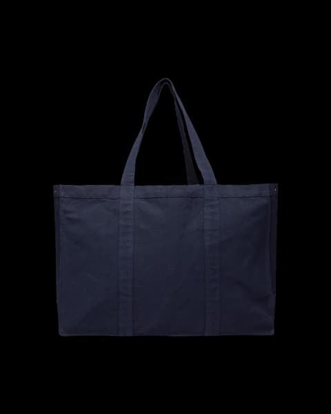 Back view of the Maxi Tote Bag (Navy), a sturdy canvas tote with reinforced handles and visible stitching.