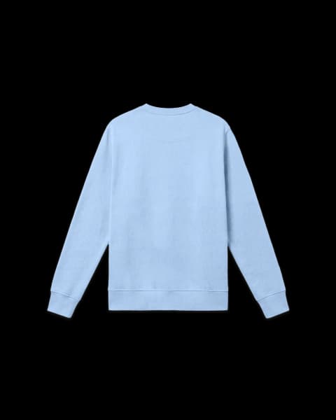 Back view of the Lightweight Sweatshirt in Sky Blue, featuring a plain design with ribbed cuffs and hem.