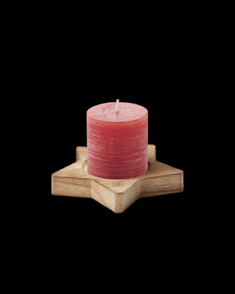 Candle on star wooden base