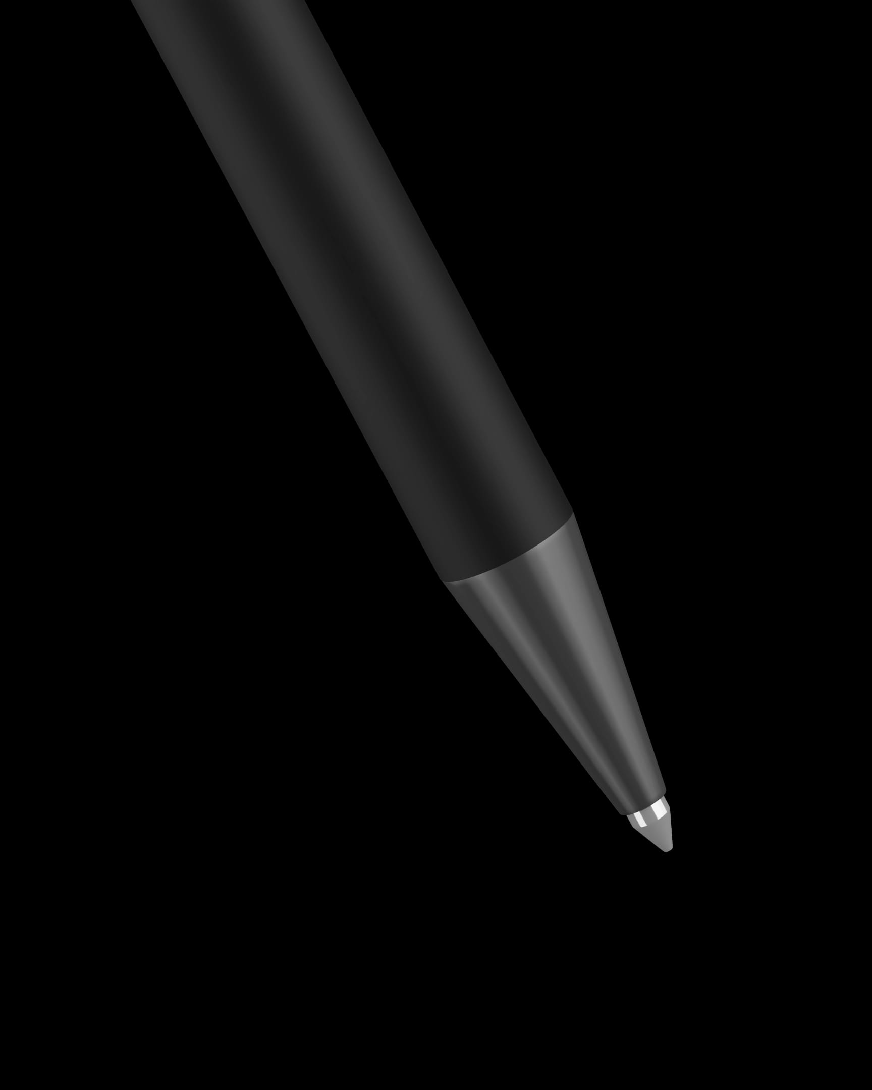Classic Pen – Blue Ink (Black) writing a black line on white paper, close-up of its black barrel and silver tip.